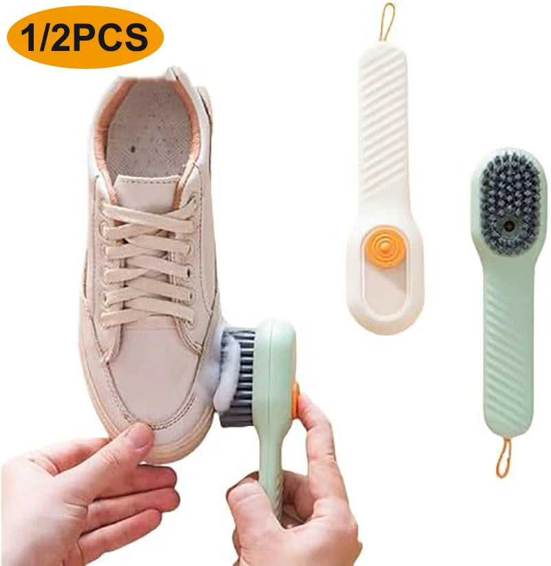 1/2PCS Multifunction Cleaning Shoe Brush Soft Automatic Liquid Shoe Brush Long Handle Clothes Soap Brush With Hook Clean Tool